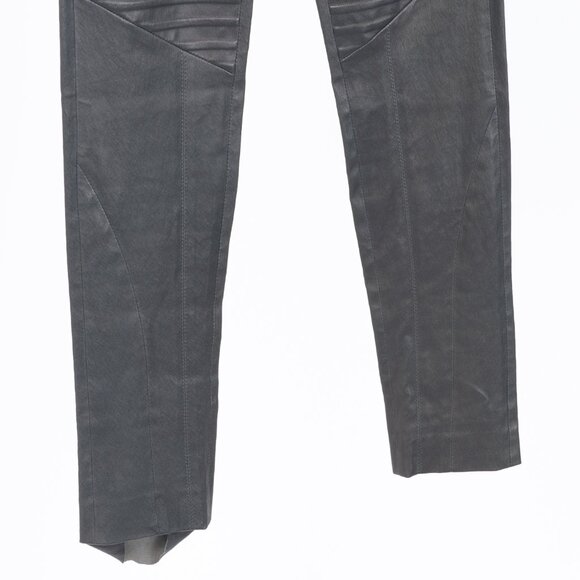 Brunello Cucinelli Grey Leather Quilted Moto Skinny Pants - Picture 7 of 15